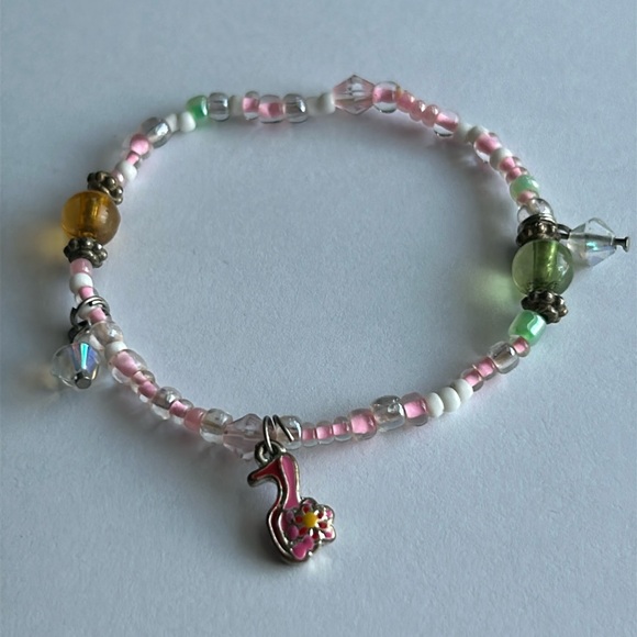 Women’s‎ vintage dainty beaded charm bracelet one size measurements shown - Picture 1 of 7